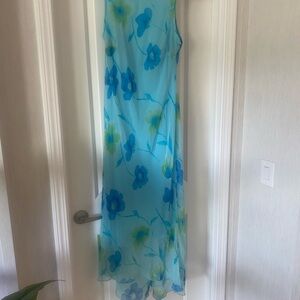 Giorgio Fiorelli Blue and Green Floral Maxi Dress